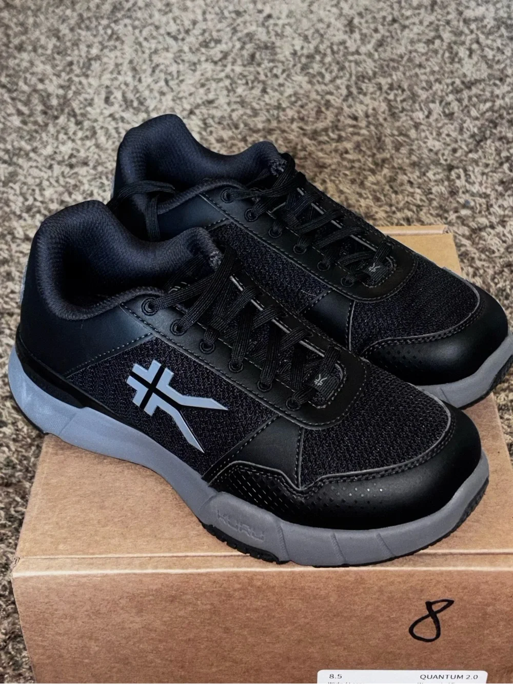 KURU Quantum 2.0 Women’s 8.5 Wide Jet Black Slate Gray Comfort Walking Shoes
